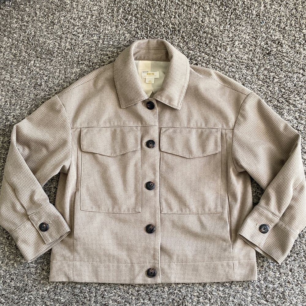 Anthropologie Maeve Tan Houndstooth Lightweight Utility Jacket NWOT - Picture 7 of 13